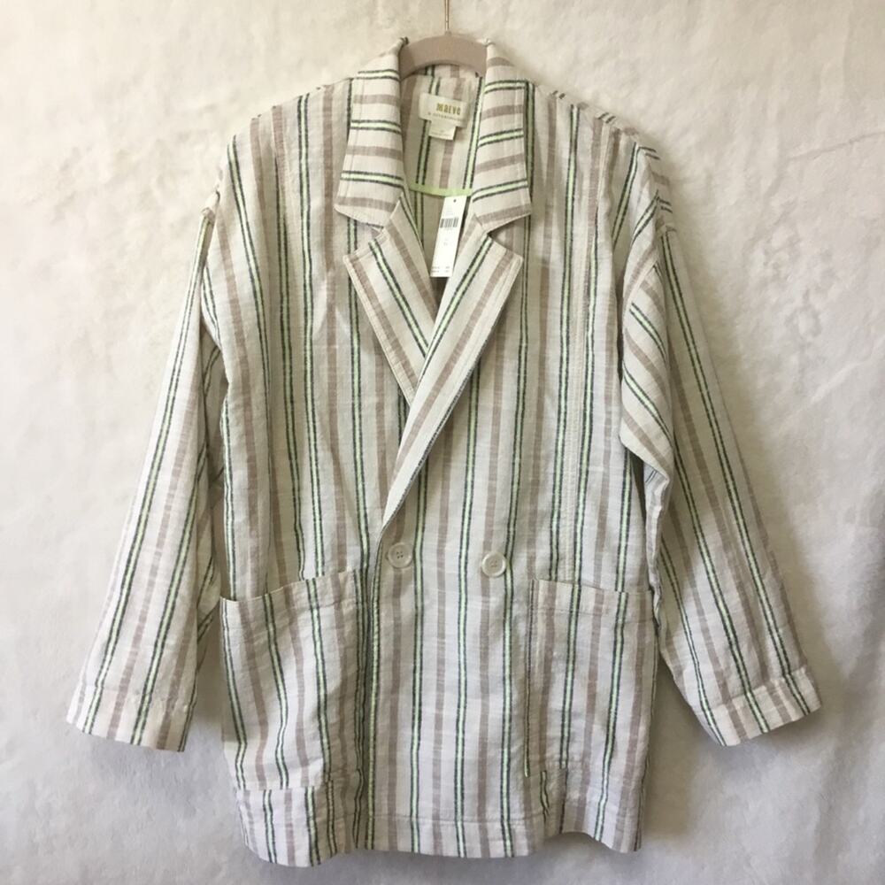 Anthropologie Maeve Cream Danielle Striped Blazer - Picture 14 of 16